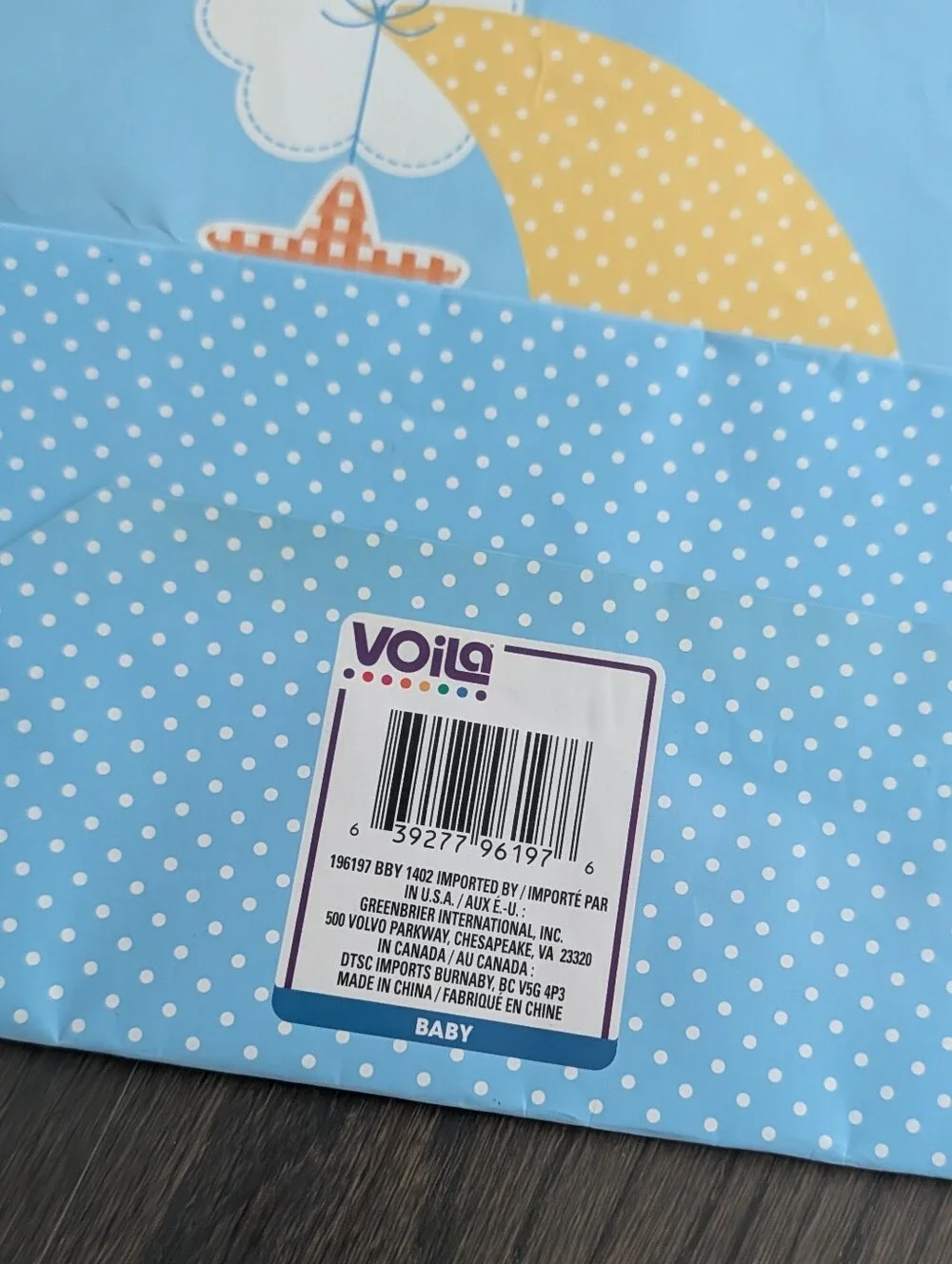 Voilà Moon and Stars Baby Shower Gift Bag Medium 10x12x5